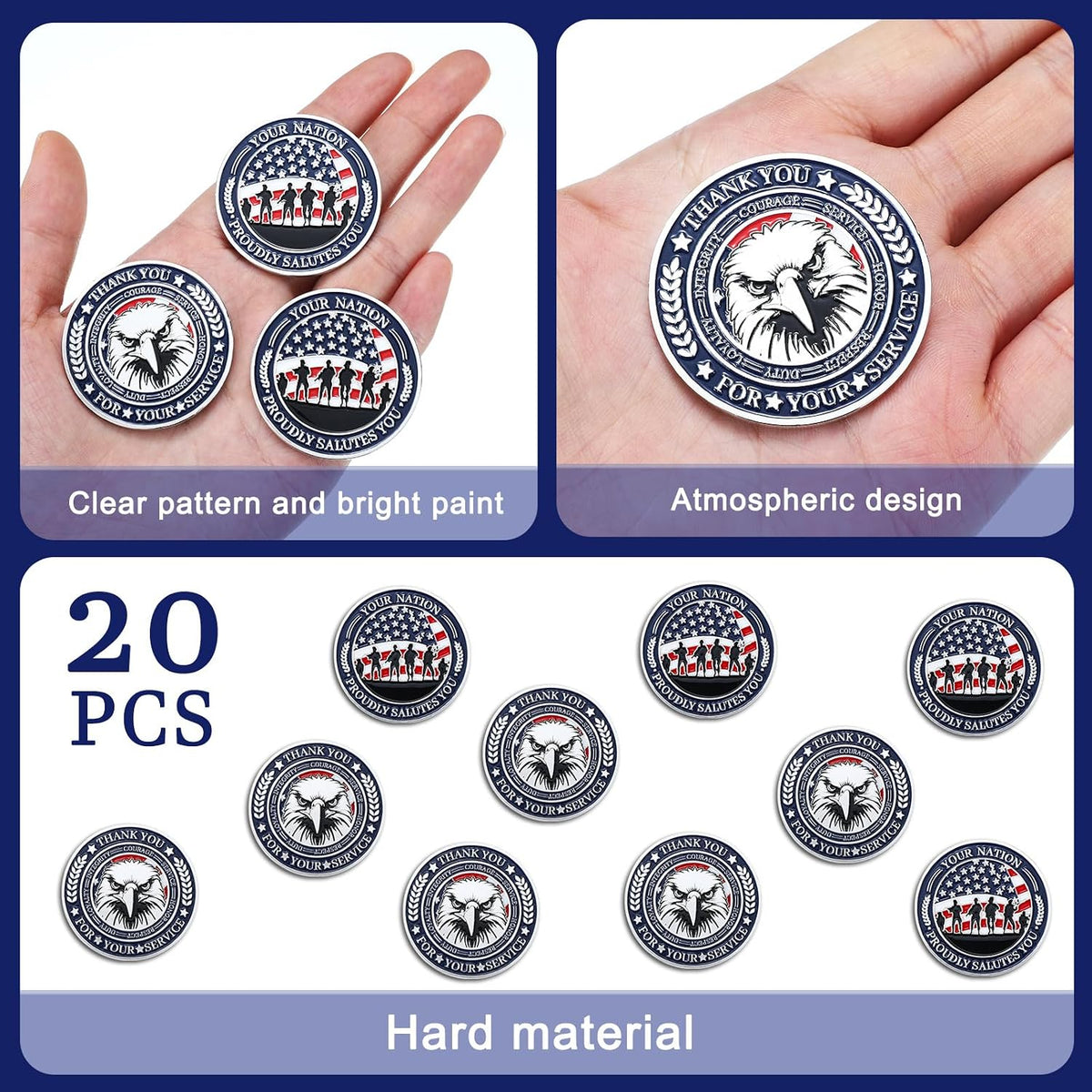 20pcs Military Challenge Coins - Classic - image 3