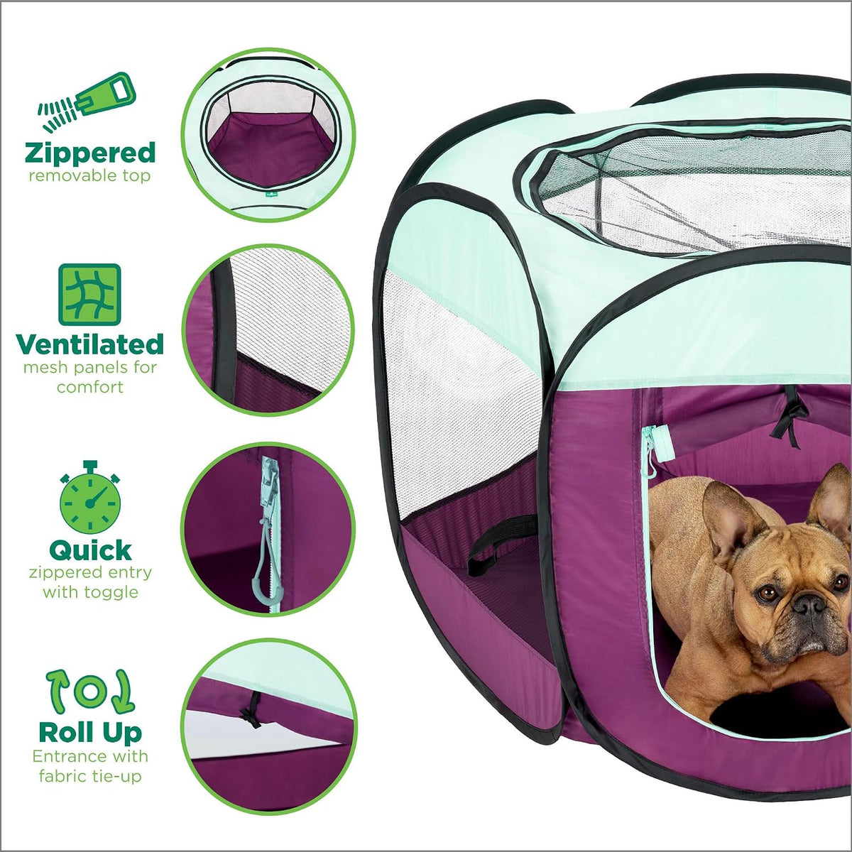 FurHaven Soft-Sided Dog & Cat Playpen - Purple / Medium - image 3