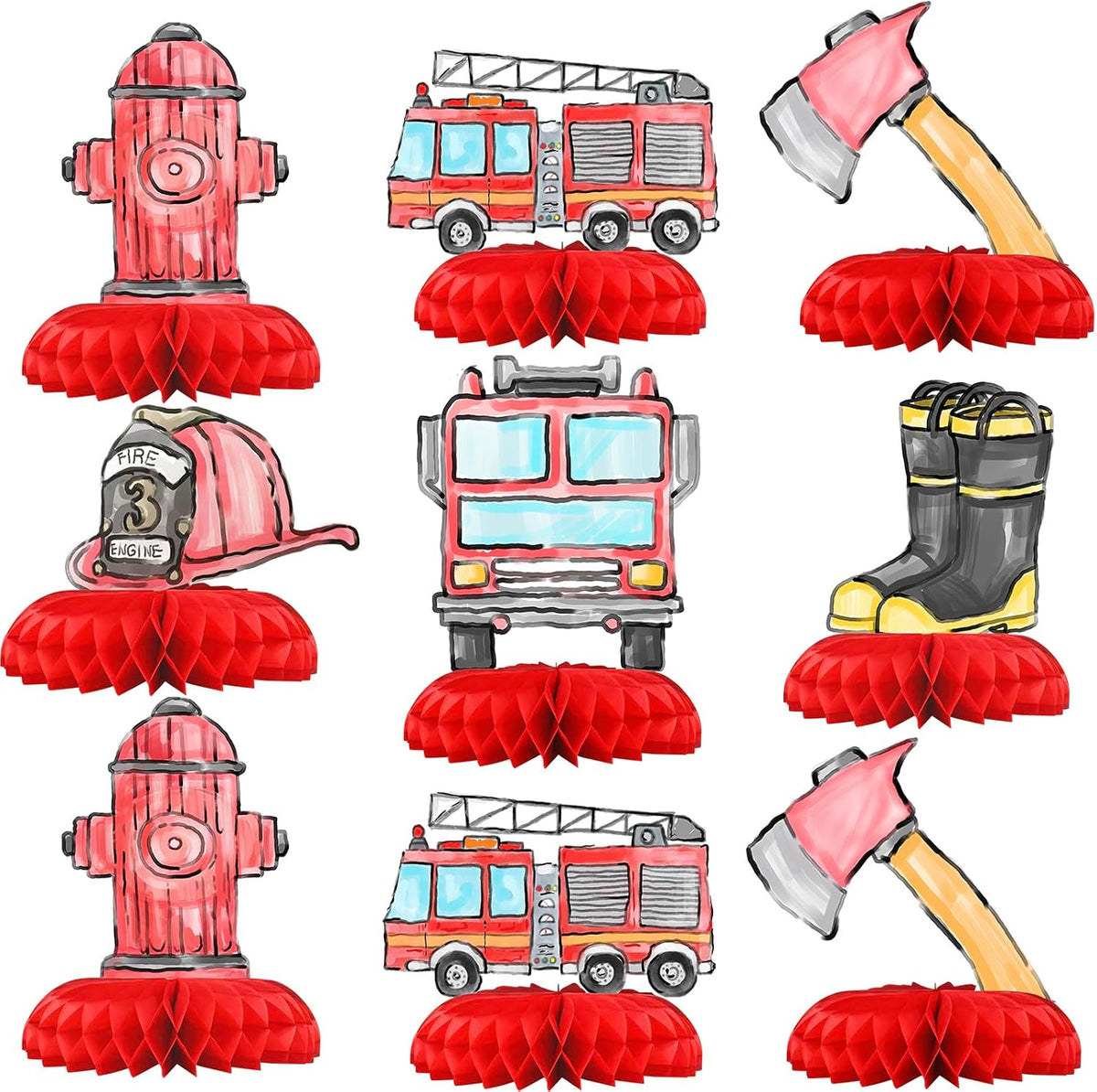 HaPiBiDesign transportation party decorations, 10 honeycomb table centerpieces - view 5