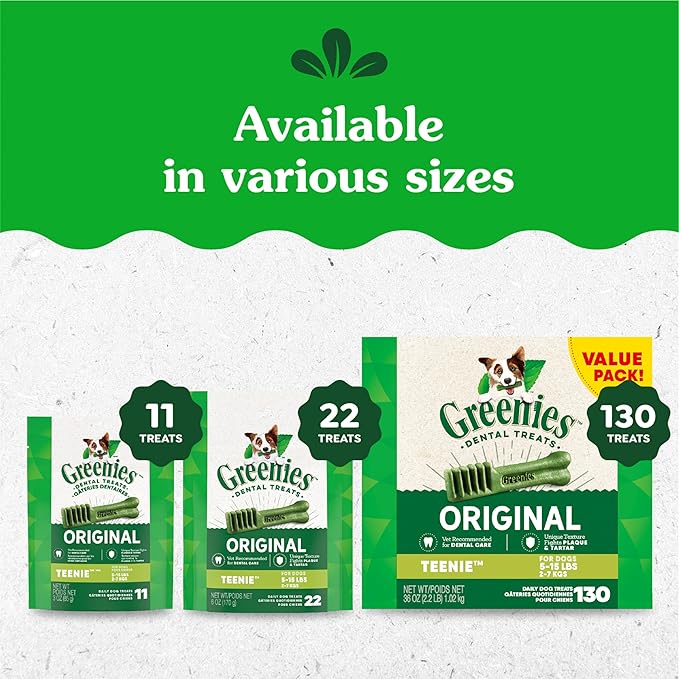 Greenies Original Teenie Dental Dog Treats, 3 oz. Pack (11 Treats)