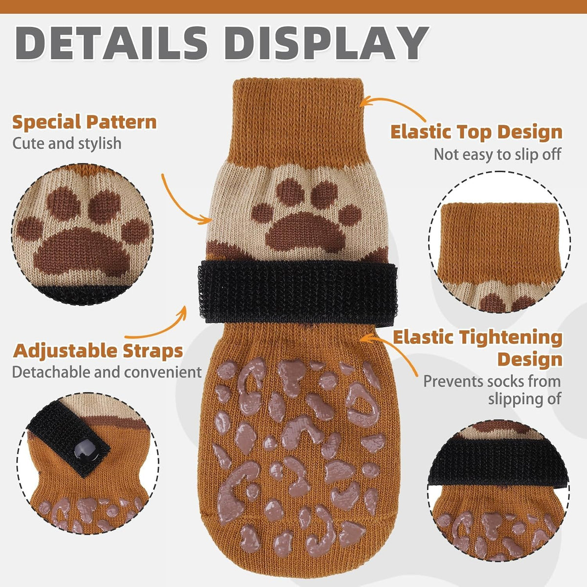 Dog Socks Shoes for Hot Pavement - Khaki+brown / X-Large(4 Pack) - image 4