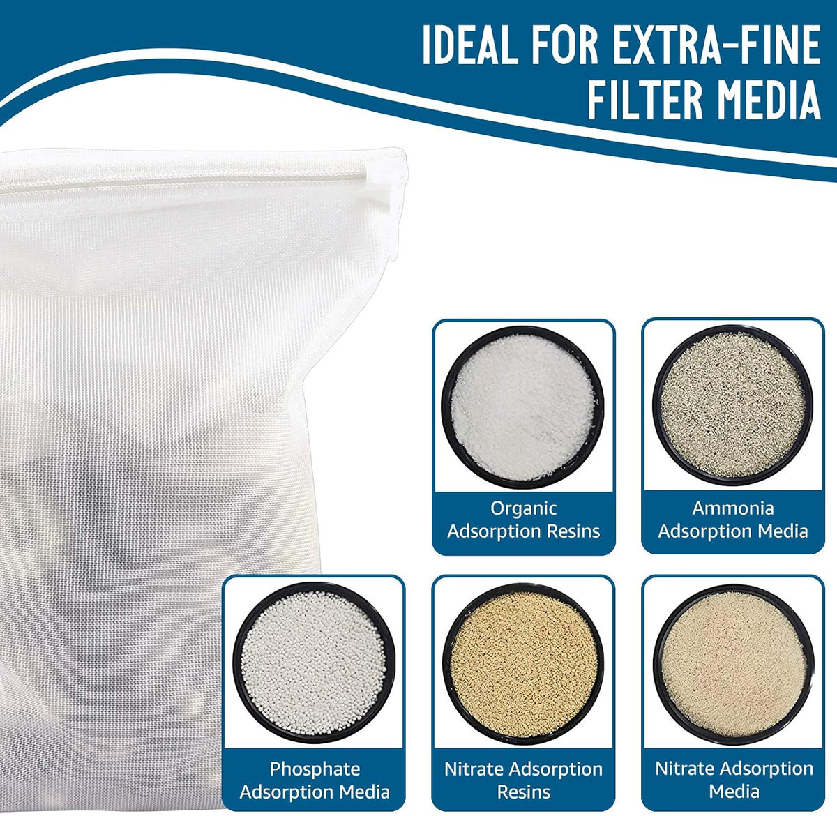 10pc Filter Media Bags for Aquarium - 7.9"x5.5" - 10pack / White - image 2