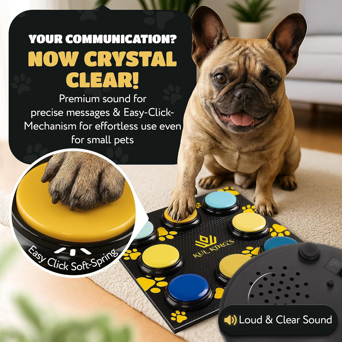 KUL KING'S set of 8 recordable dog talking buttons with training mat - view 2