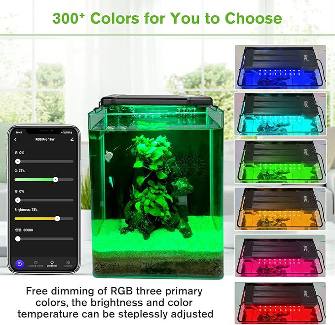 hygger 35W Smart Aquarium Light, Bluetooth LED Light with App Control, Full Spectrum Fish Tank Light with 24/7 Lighting Cycle, 5 Modes, Adjustable Timer, for 24"-30" Freshwater Planted Tank