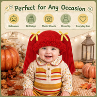 Halloween Cabbage Costume Yarn Wig - Red 3 / Straight Pigtails - image 3