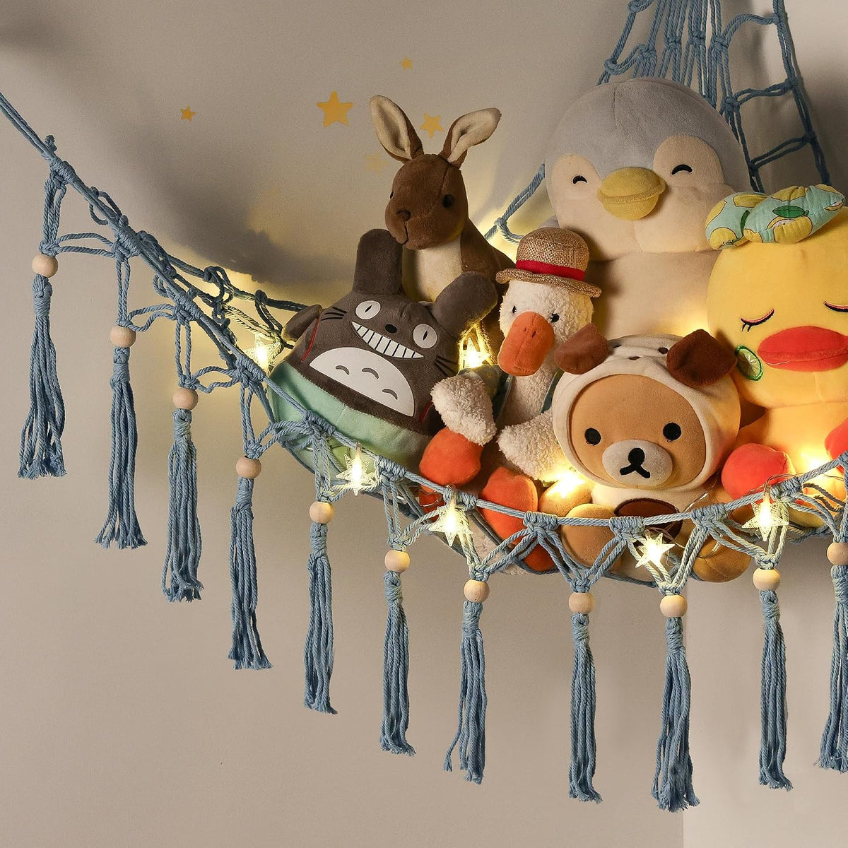 Stuffed Animal Toy Storage Hammock with LED Light - Blue / L (39.5"*39.5"*48") - image 2