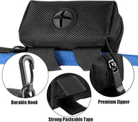 Dog Waste Bag Dispenser Pet Poop Bags Holder for Doggie Waste Bags Dispensers Soft Fabric Zipper Small Doggy Puppy Pouch for Leash Accessory Attachment with Carrier (Black)