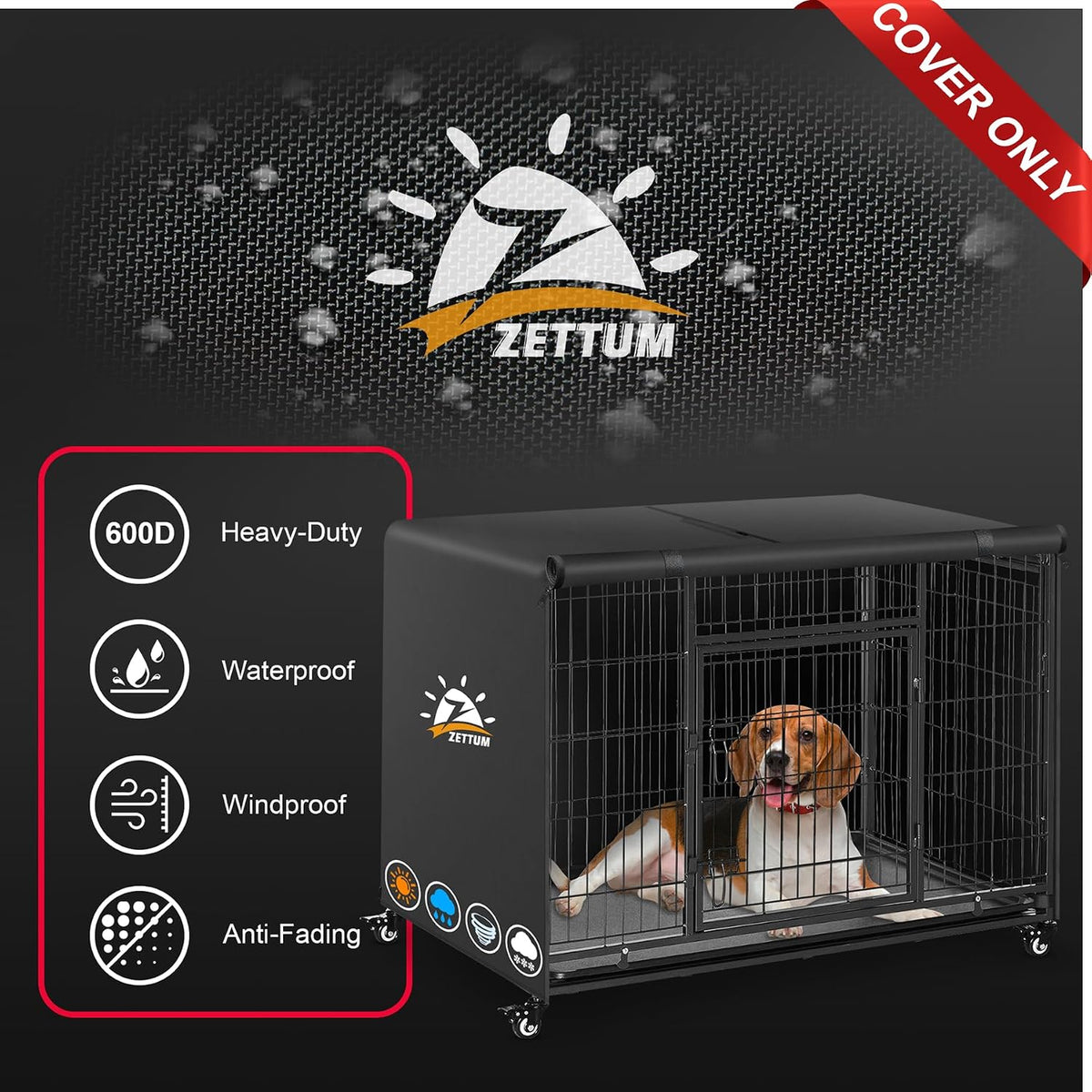 Zettum Dog Crate Cover 48 Inch - 48.0"L x 31.0"W x 31.0"H - image 4