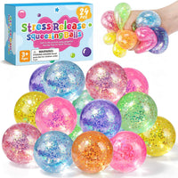 16 Pack Slow Rising Stress Balls，Textured Memory Soft Stress Ball – Fun for Kids & Family - 24 Pack Glitter Stress Balls