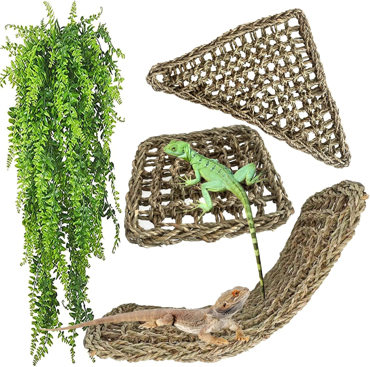Reptile Hammock, Large Lizard Lounger - 【▲+■+▄+Green】