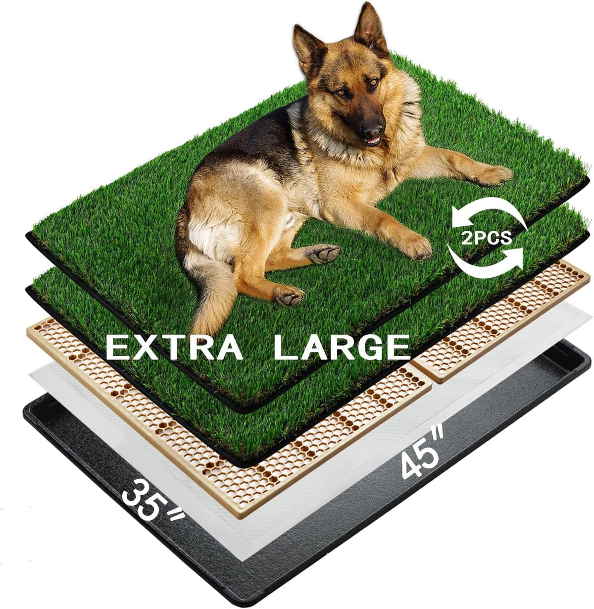 MEEXPAWS Dog Grass Pee Pads for Dogs with Tray - XL 45×34 inch