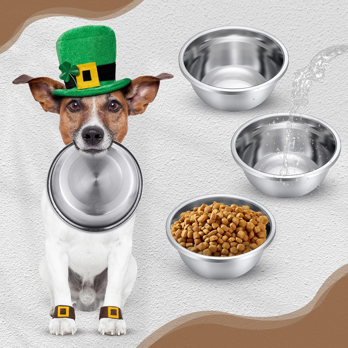 10 Pcs 8 Cup Metal Dog Bowls Stainless Steel Food Dish – Essentials for Dogs - 16 - image 2