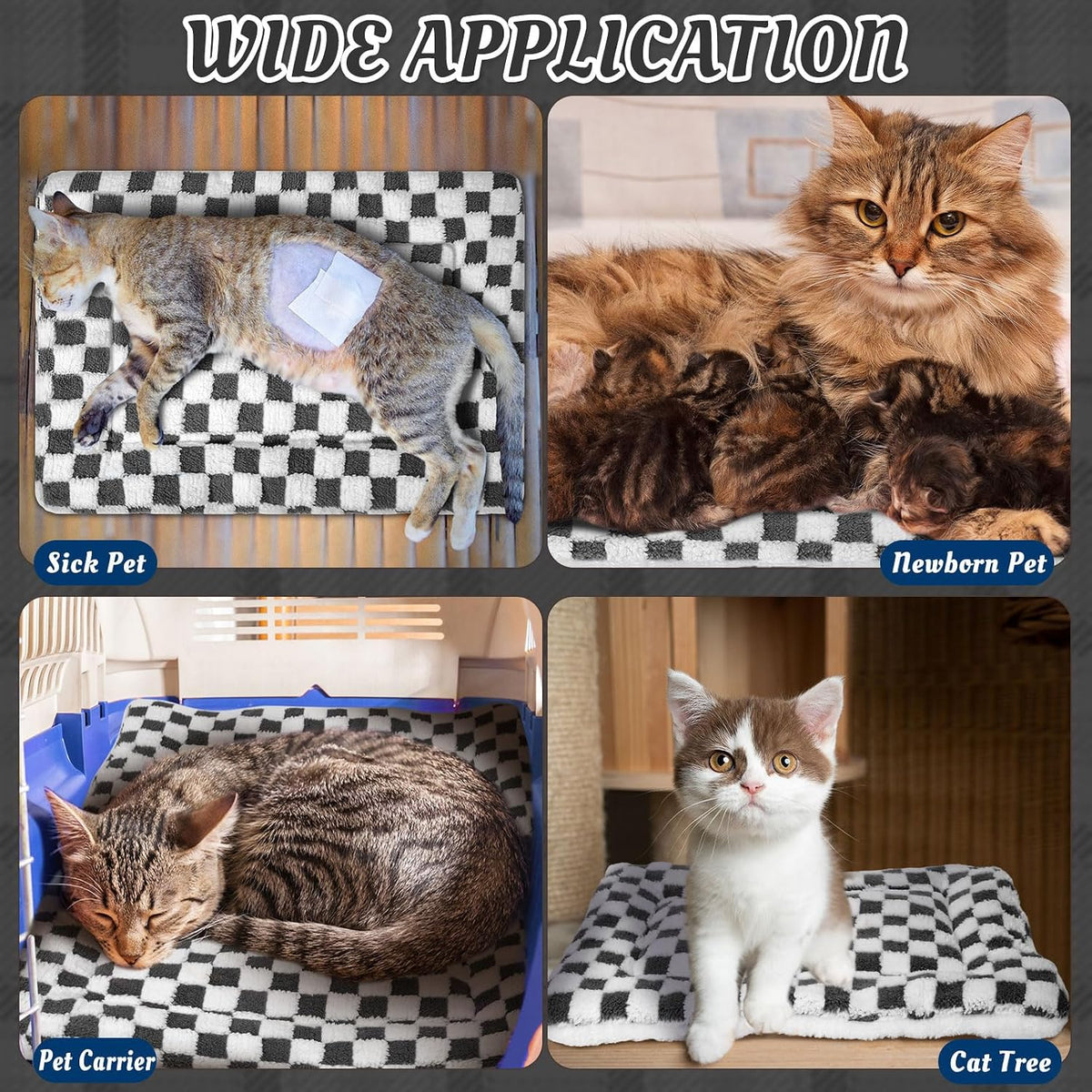 2 Pack Self Warming Cat Dog Bed Pad - Dark Grey / 21" X 14" / Plaid - image 2