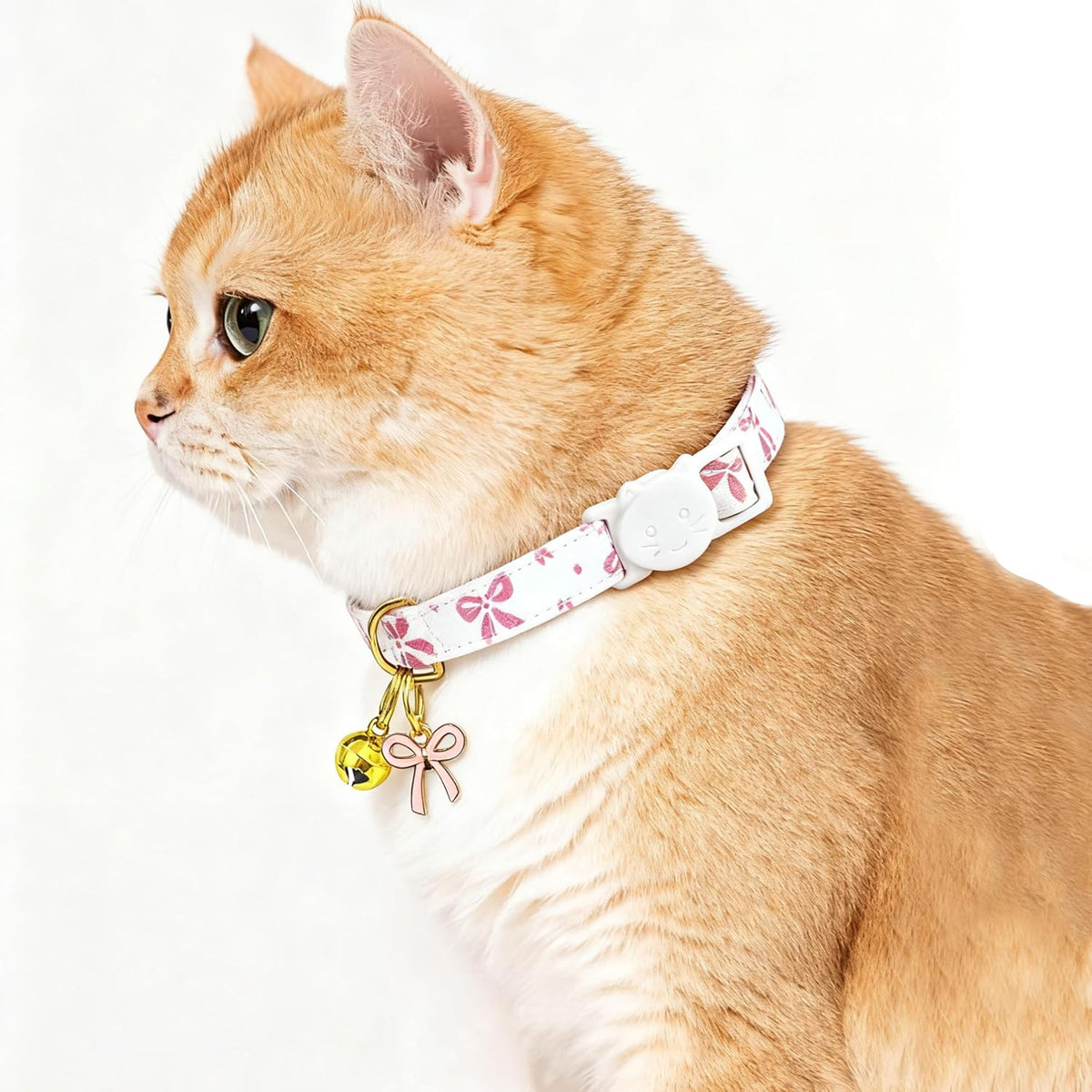 2 Pack Cotton Breakaway Cat Collars Set with Bell and Flower Pendant - bowtie - image 3