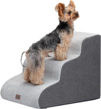 Garnpet Dog Stairs for Couch Sofa and Chair - Fleece 3-Step / Light Grey