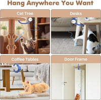Interactive Cat Toys Rechargeable, Feather Toy for Indoor Cat, Hanging Retractable Teaser Toy, Automatic Kitten Play Chase Exercise Toys with Three Plush Mouse, USB Powered (Blue)