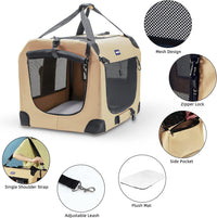 Portable Collapsible Dog Crate - Beige / 24.0"L x 17.0"W x 17.0"H - image 3