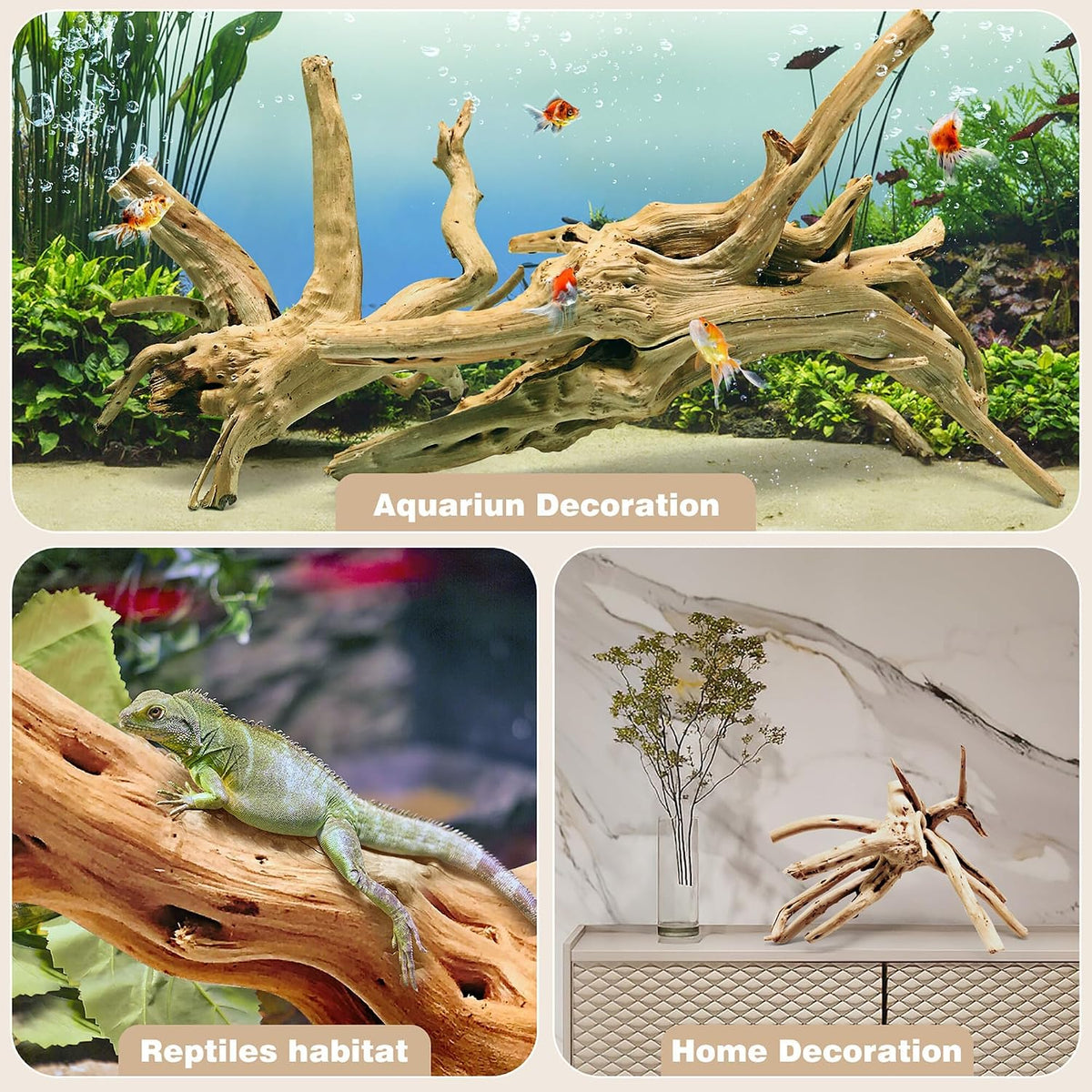 WDEFUN 3 PCS Natural Driftwood for Aquarium Decor Fish Tank - Spiderwood （7-11 inch pack of 3） - image 4