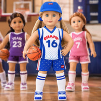 ARTST 18 inch doll soccer outfit with shirt, shorts, socks, headwear, shoes and mini soccer ball - view 7