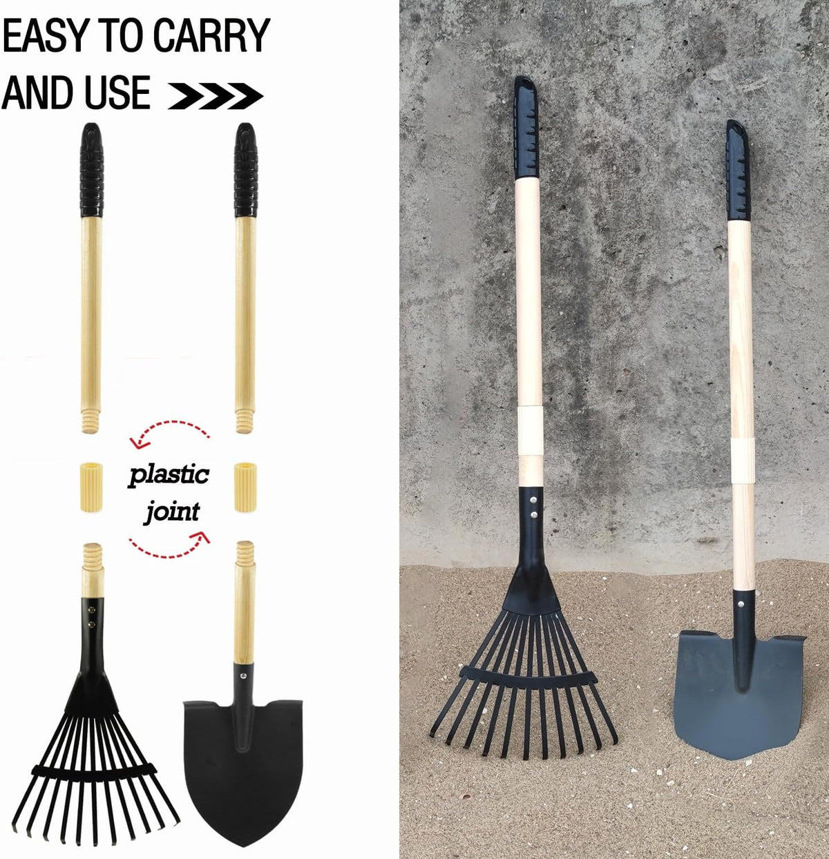 POMIKU 8 piece kids gardening tools set with rake, shovel, spade, hoe and broom - view 12