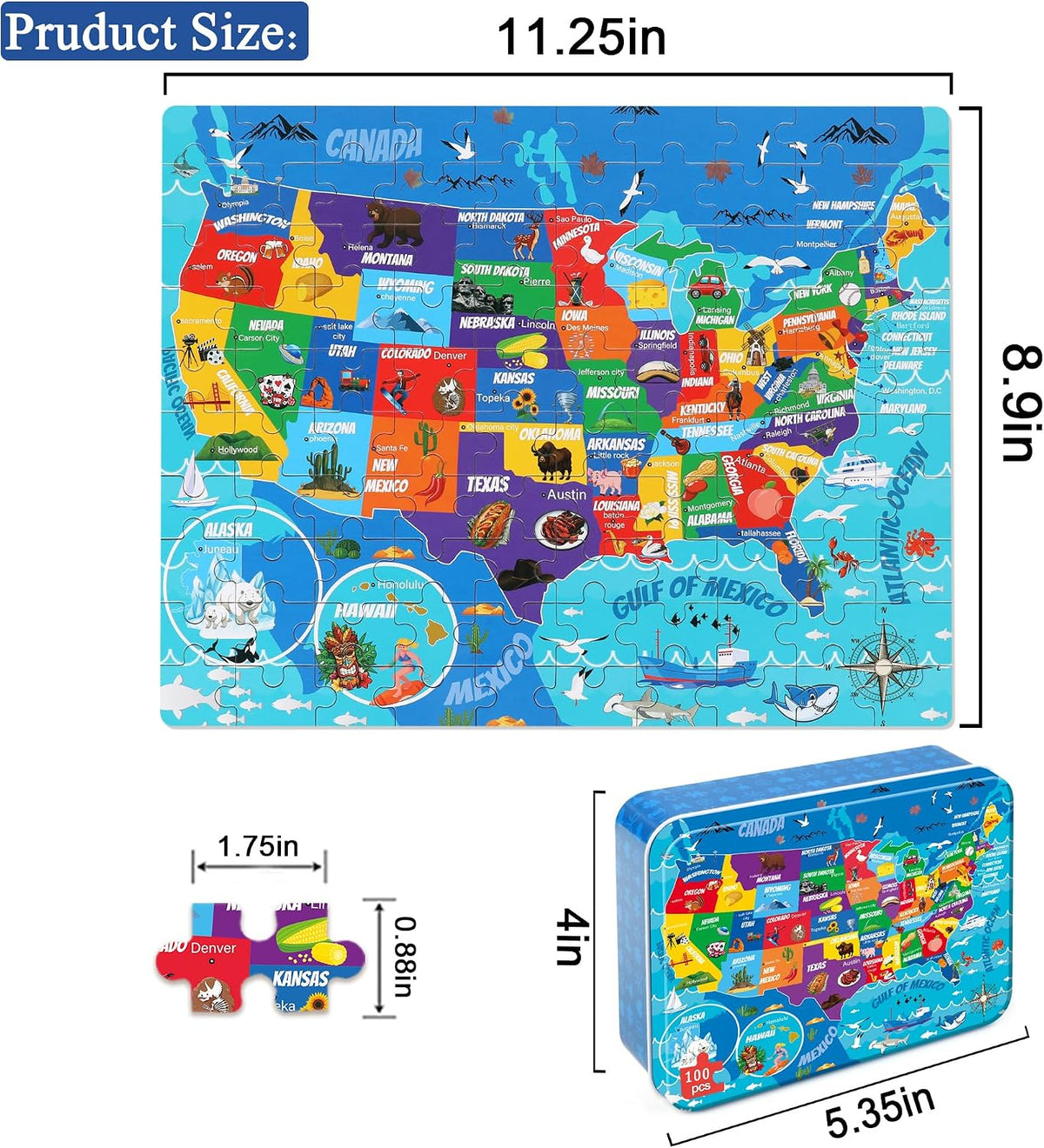 LELEMON Halloween jigsaw puzzle for kids with pumpkins and bats in tin box - view 17