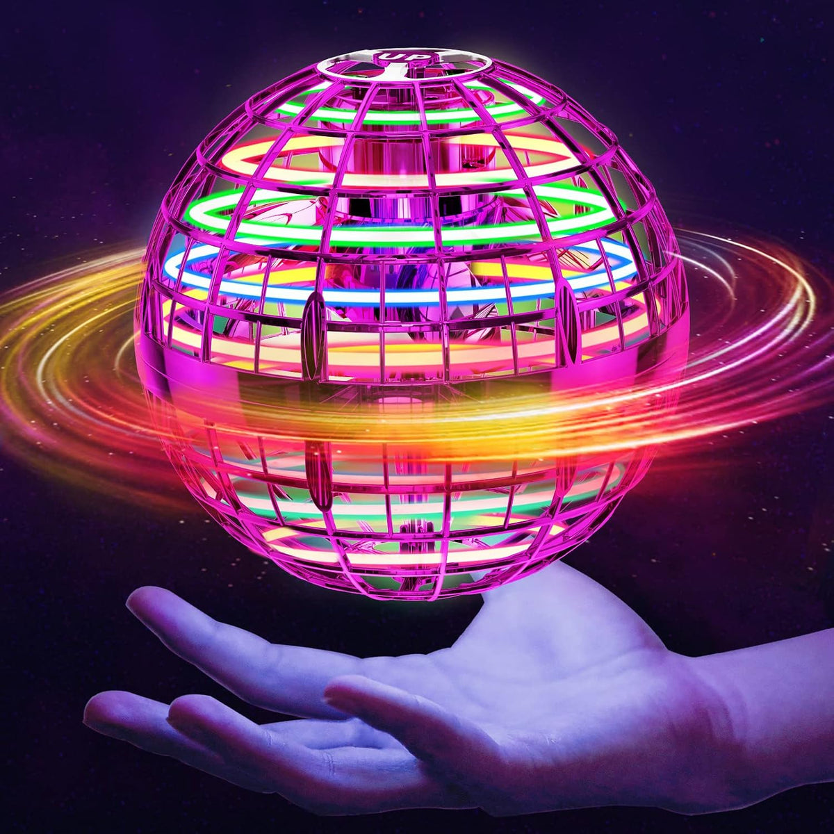 Ivtivfu Flying Orb Ball with Dazzling Lights - Pink
