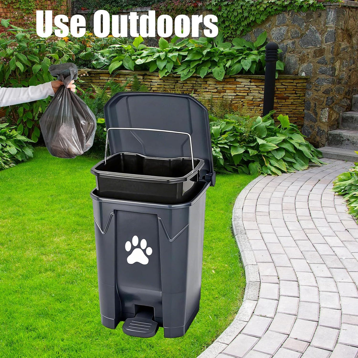 Dog Poop Trash Can Outside with Poop Scooper - Grey-Green Bag / 20L - image 2