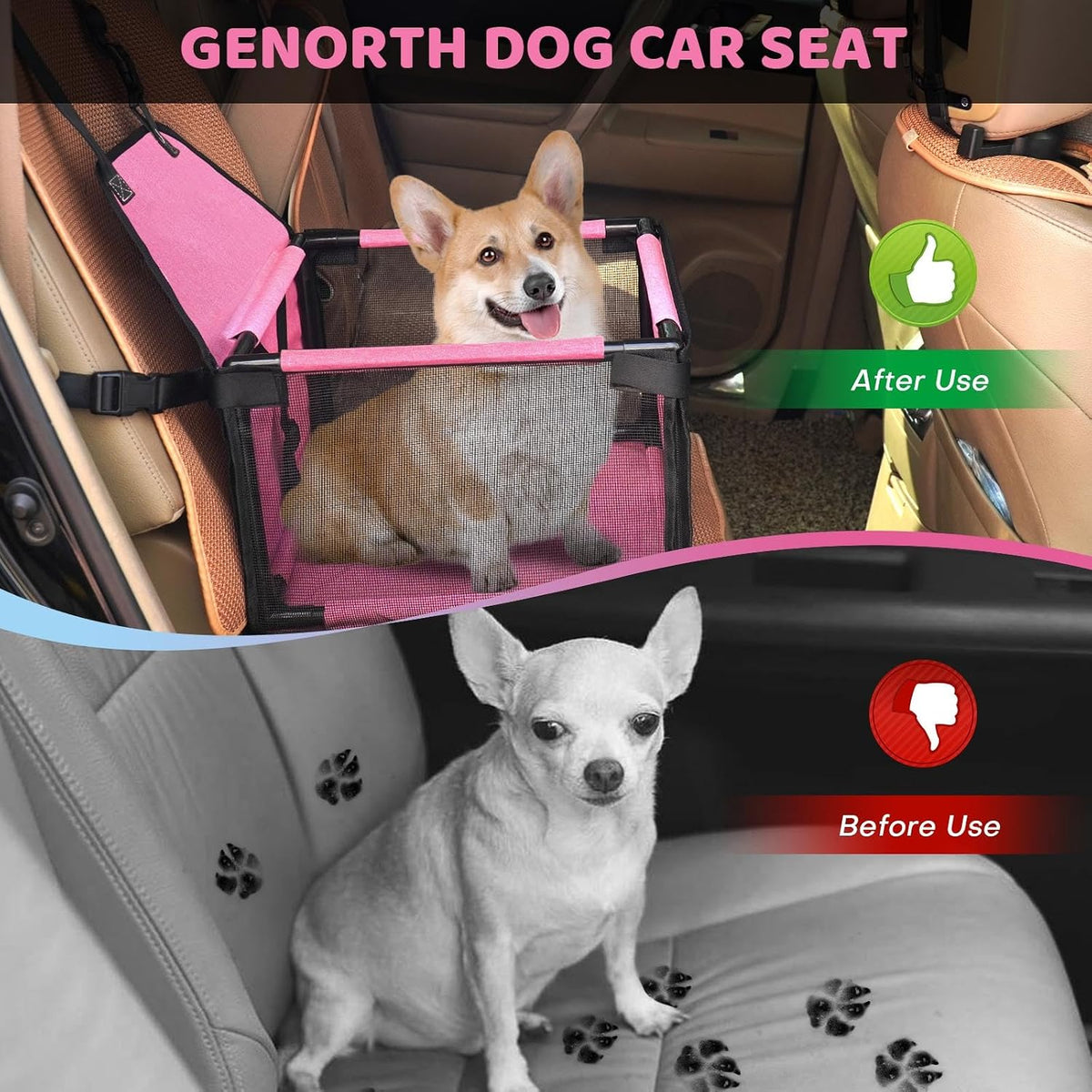 GENORTH Dog Car Seats for Small and Medium Dogs - Cationic Pink / Up to 11 lb - image 3