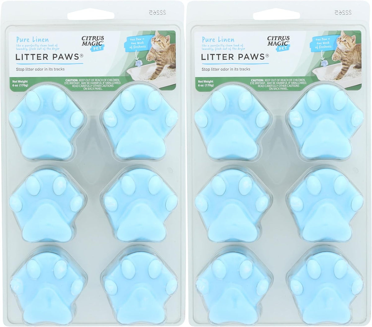 Citrus Magic Pet Odor Control Paws for Litter Boxes - Fresh Linen / 6 Count (Pack of 2)