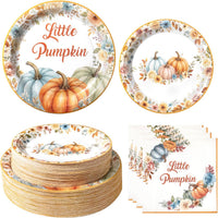 yunhuatdm 180 piece cute ghost Halloween plates and napkins set, black and white - view 5