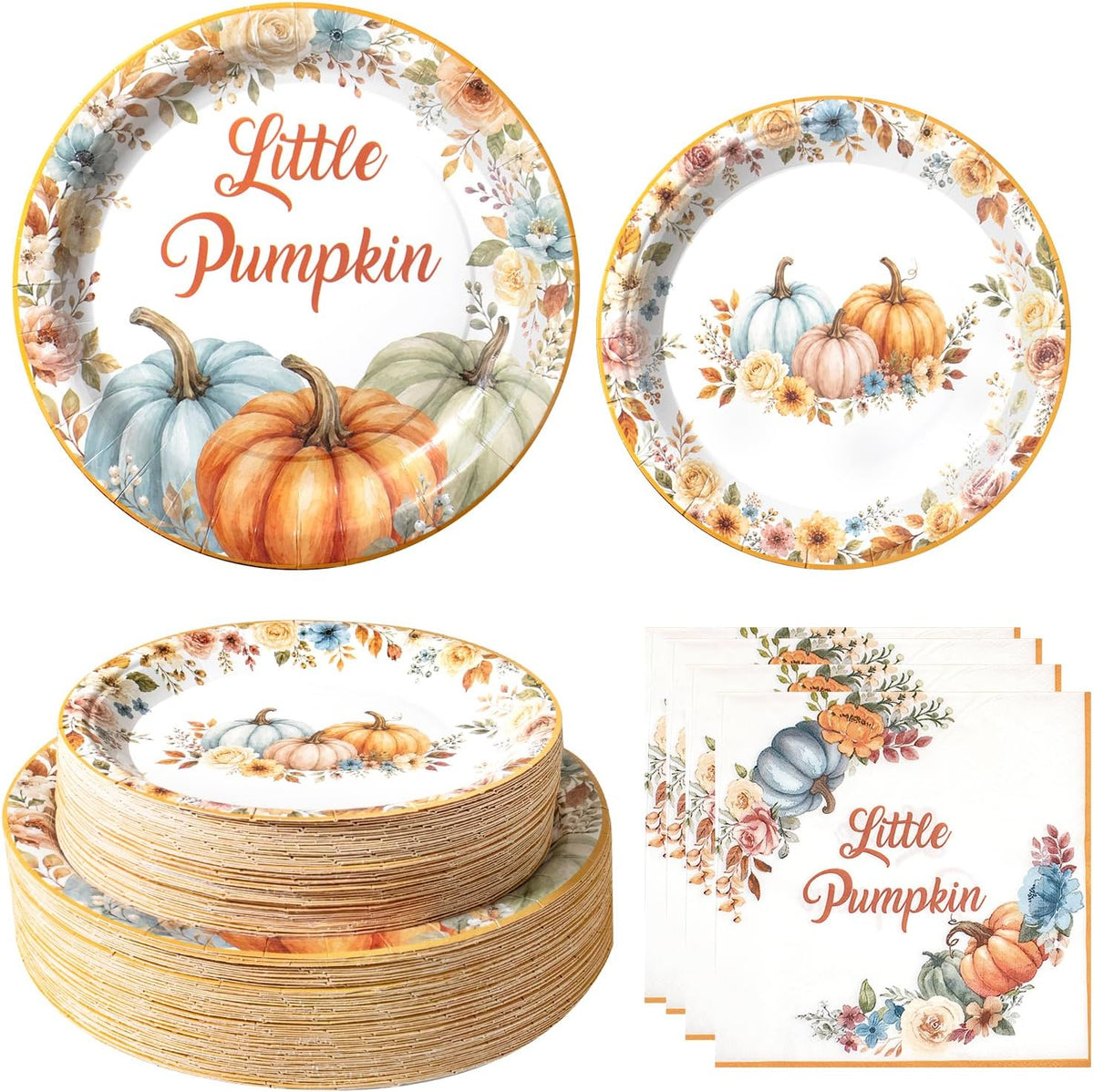 yunhuatdm 180 piece cute ghost Halloween plates and napkins set, black and white - view 5