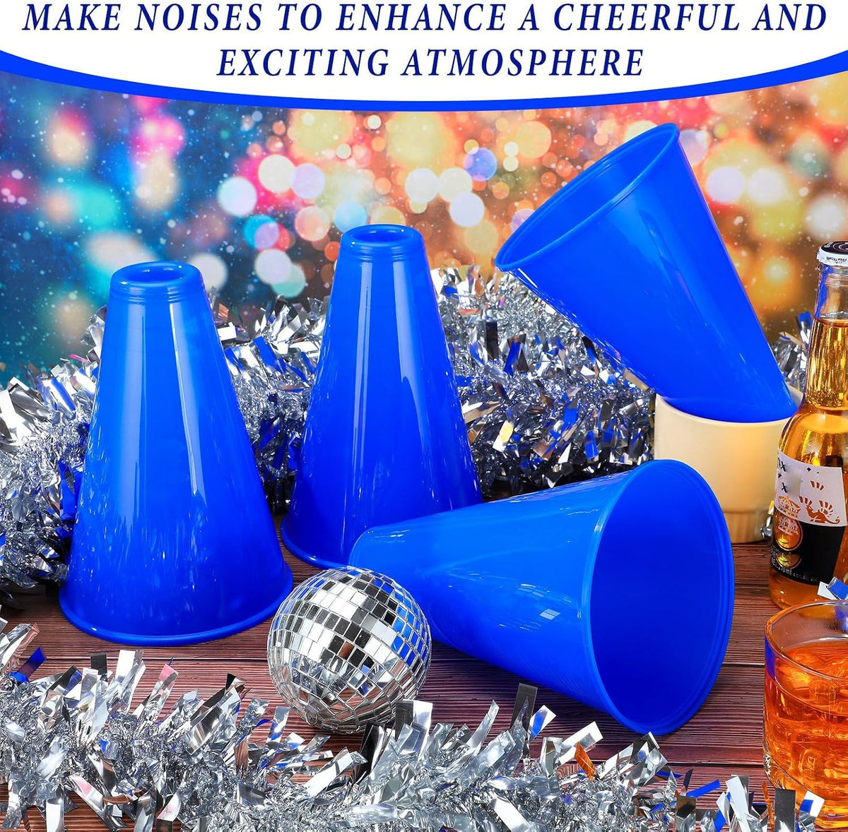 Woanger white plastic cheer megaphones, 12 pack - view 19