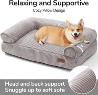 FUKUMARU Cute Dog Bed, Fluffy Dogs Couch with TPU Layer Keeping Lining Dry, Pet Sofa Medium Size Dog Easy to Care, Warm Cat Bed with Removable Zipper Cover, 36inch, Large, Light Grey