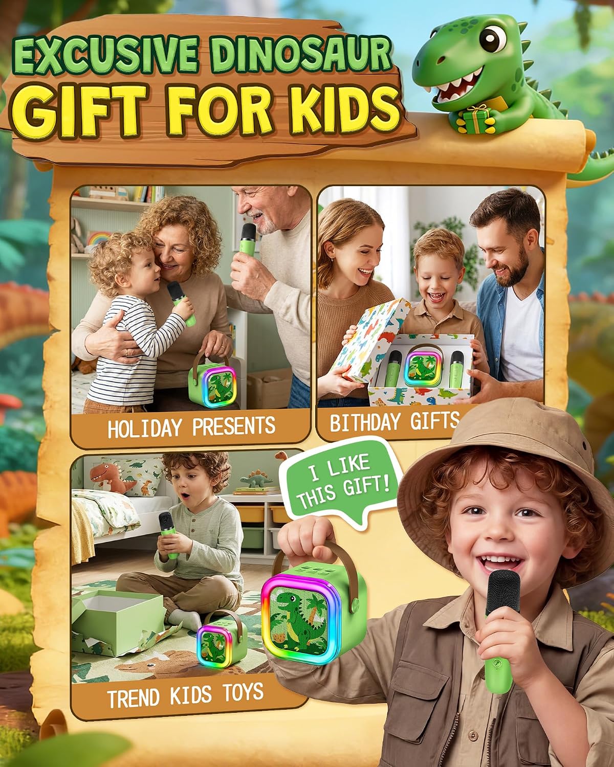 IROO Mini Karaoke Machine for Kids - Limited Edition Dinosaur - image 2