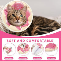 Soft Adjustable Cat Cone Collar, Comfortable Recovery Collar for Cats After Surgery (Pink, Medium)