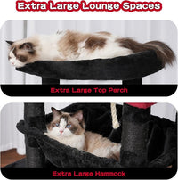 Gothic Cat Tree, Cat Tower for Large Cats with 2 Big Platforms, 2 Baskets, condo and Toys, 63" Cat Scratching Posts for Indoor Cats, Black and red GCT020BR