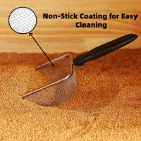 Cat Litter Scoop Stainless Steel Mesh Scooper Long Handle Deep Shovel - Hole:3.8mm/Regular Cat Litter Scoop - image 3