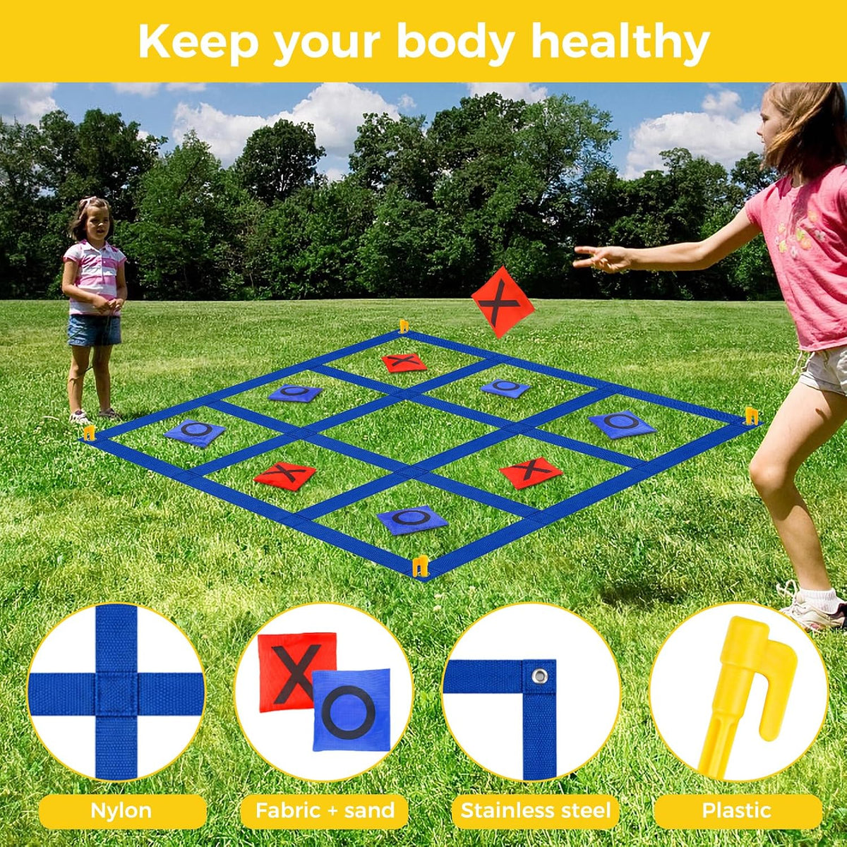 Giant Tic Tac Toe Outdoor Games for Kids Adults Family - Blue 4 ft. * 4 ft - image 3