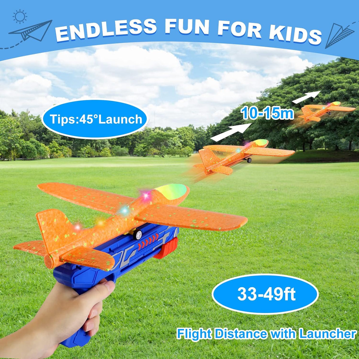Fuwidvia 3 Pack Airplane Launcher Toys - Blue&green&orange - image 2