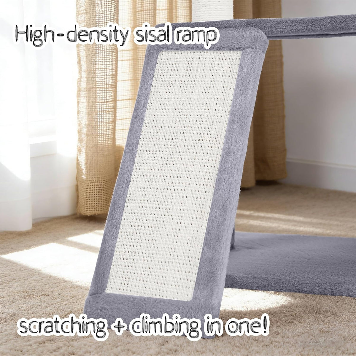 YUNIQUE Cat Tree with Cat Condo and Big Hammock, Grey – Essentials for Cats - 288 Grey - image 3