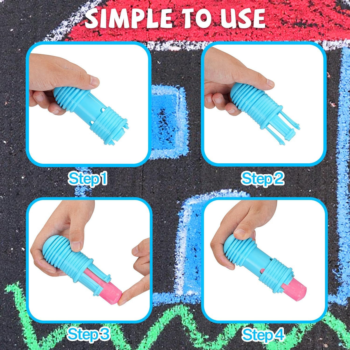 VEESA Washable Sidewalk Chalk for Kids, 10 Bright Colors - 1 Count (Pack of 48) - image 4