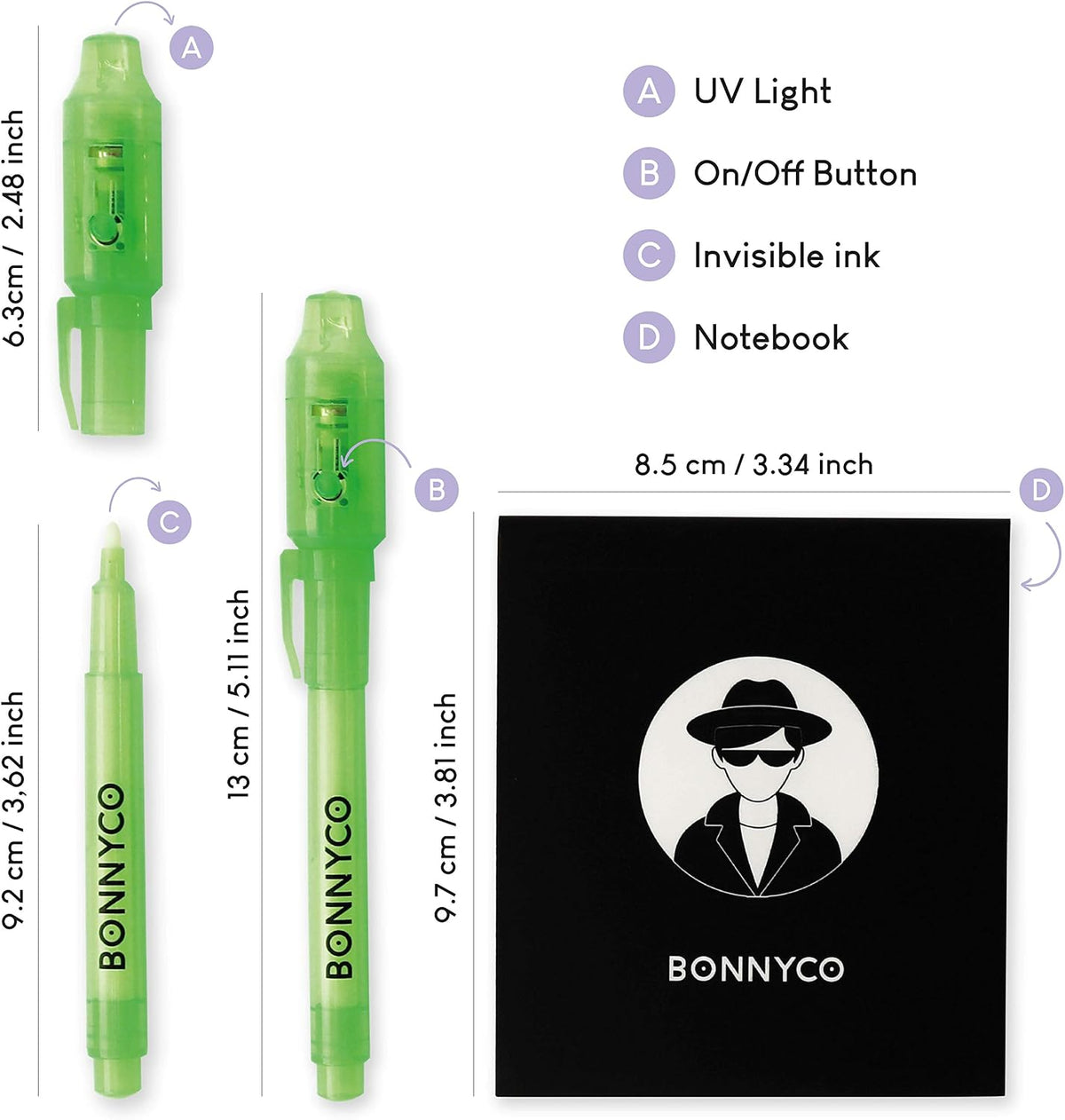 BONNYCO Invisible Ink Pen and Notebook Pack of 16 Party Favors - Spies - Pack 32 - image 2