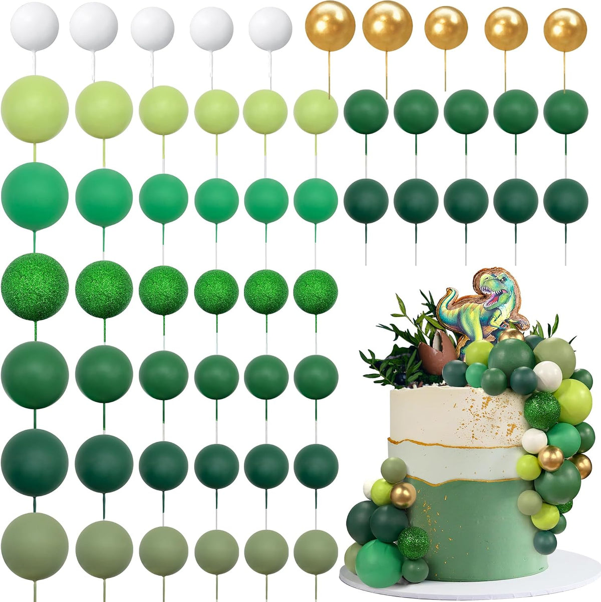 RASSLISA ball cake toppers, 56 plastic pearl balls in three sizes for cake decorating - view 6
