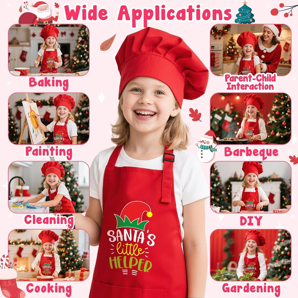 R HORSE Kid Apron and Chef Hat Set - Xmas Red - image 2