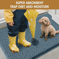 IM HOME 48" x 38" Dusty Blue Dog Door Mats for Muddy Paws, Chenille Absorbent Dog Mat, Non Slip Heavy Mud Mat for Dogs, Soft Pet Bed Mat for Entryway, Mud Paws, Inside Floor