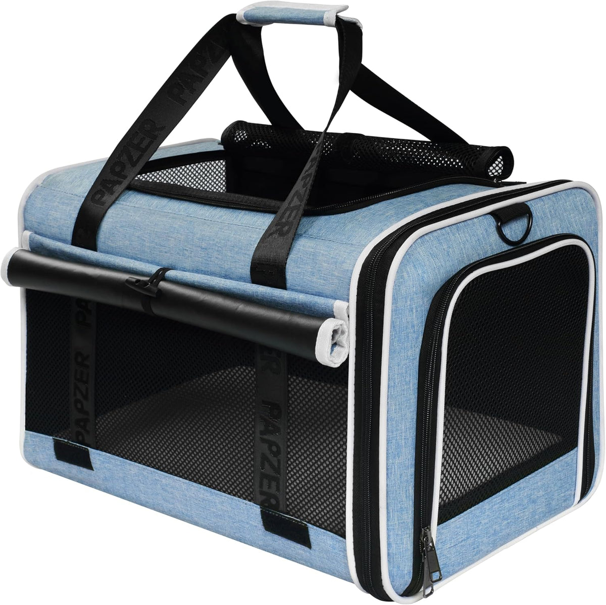 Cat Carrier for Travel, Soft-Sided, Top Loading, Privacy Curtain - Blue / 18.0"L x 11.0"W x 11.0"H