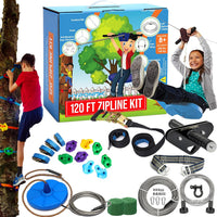 Hyponix Zip Line Kit for Backyard Kids and Adults 100 ft - 120' Zipline Kit