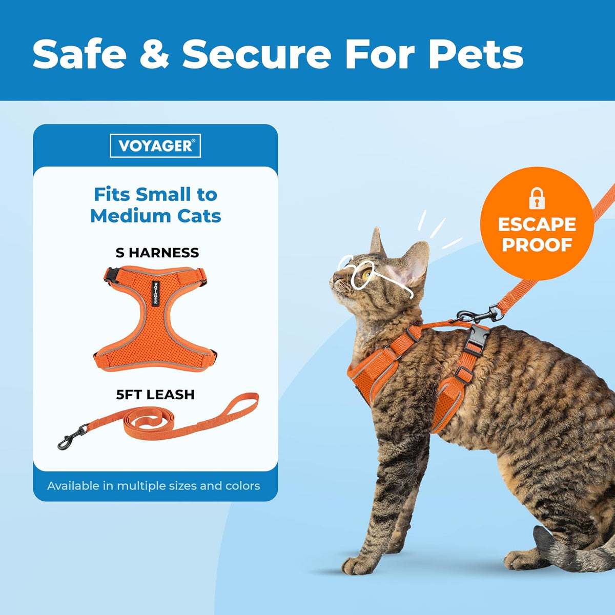 Voyager Escape-Proof Step-in Harness & Leash, Orange - Orange (327) / S (Chest: 15 - 18") - image 2
