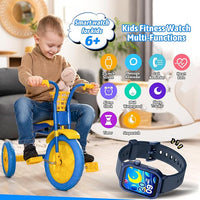 Smart Watch for Kids No Phone Needed, Tempered Glass Fitness Tracker Boy Teens with 19 Sport Modes, Pedometer, Sleep Monitor, Kids Watch Birthday Gifts Toy Gift for Girls Boys 6-16 (Blue)