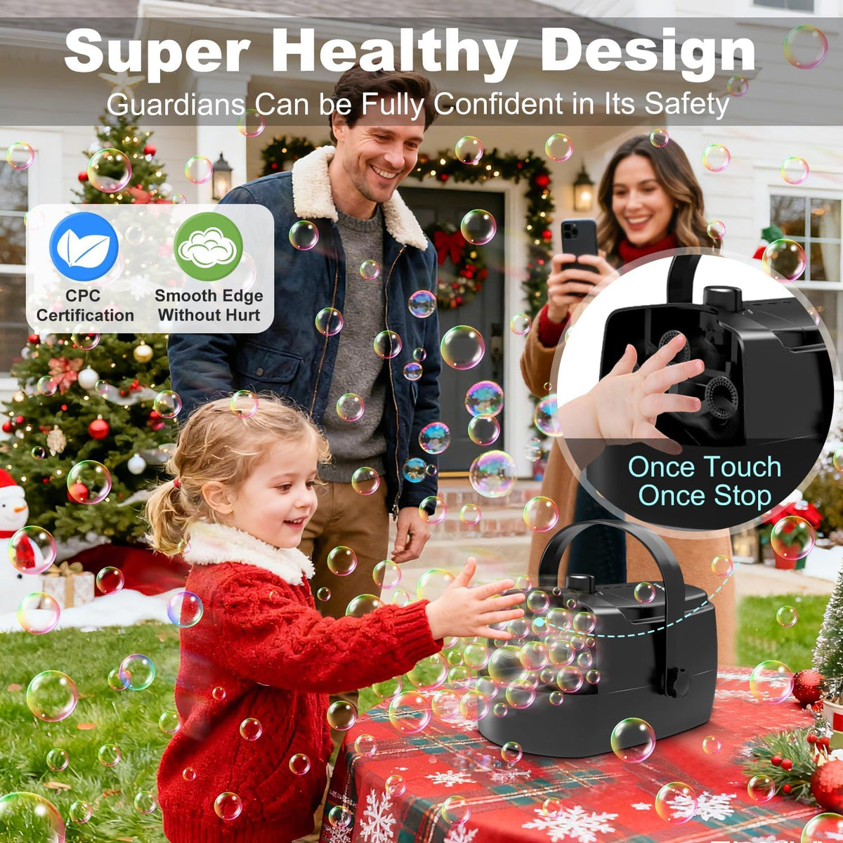 Zerhunt Durable Bubble Machine for Party: 3 Power Modes for Non-Stop - Black - image 3